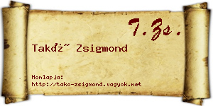 Takó Zsigmond névjegykártya